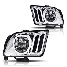 Fit For 05-09 Ford Mustang Chrome Housing Clear Led Halo Headlights Headlamps Fit For 05-09 Ford Mustang Chrome Housing Clear Led Halo Headlights Headlamps