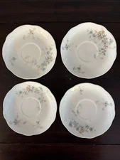 Syracuse O.P.Co. China Blue Floral Saucer Plate Lot of 4 Vintage