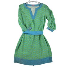 Lilly Pulitzer Dress Womens 4 Anya Silk Shell Print Belted V Neck 3/4 Sleeve