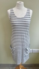 Next Grey White Striped Short T-Shirt Dress Size 6 BNWT Sleeveless