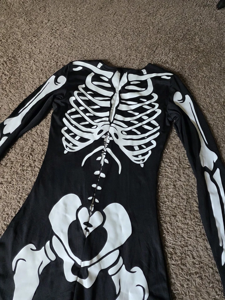 Women Glow in the Dark Skeleton Costume Bodysuit for Adult Halloween Costume Cos - Image 2 of 4