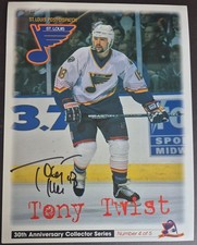 Tony Twist  Signed St.louis Blues 8.5x11  Photo 30th Anniversary 