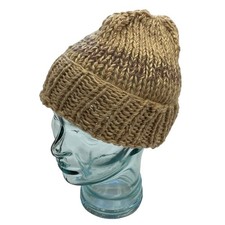 Camel Tan Brown Hand Knit Chunky Knit Cuffed ...