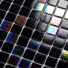 11.5Sqft Iridescent Black Mosaic Tiles for Bathroom Floor and Wall, Kitchen Back