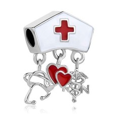 Dijes de estetoscopio sombrero de enfermera Heart Love RN para pulseras compatibles con