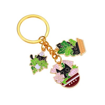 Cute Keychain for Women Potted Plant Black cat Key chains Cute Car Keyrings A...