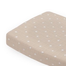 Little Unicorn Premium Changing Pad Cover - Soft, Breathable Muslin - Taupe Cros