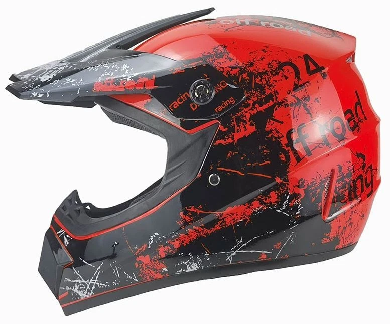 FUNSPORT-FACTORY Crosshelm Helm Kinderhelm Motorradhelm Motocross Racing rot Motorrad Quad