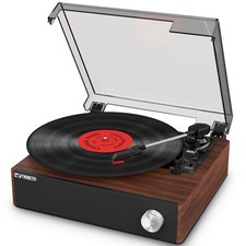 Bluetooth Vinyl Record Player with Speakers, Hi-Fi Belt-Drive Turntable for V...
