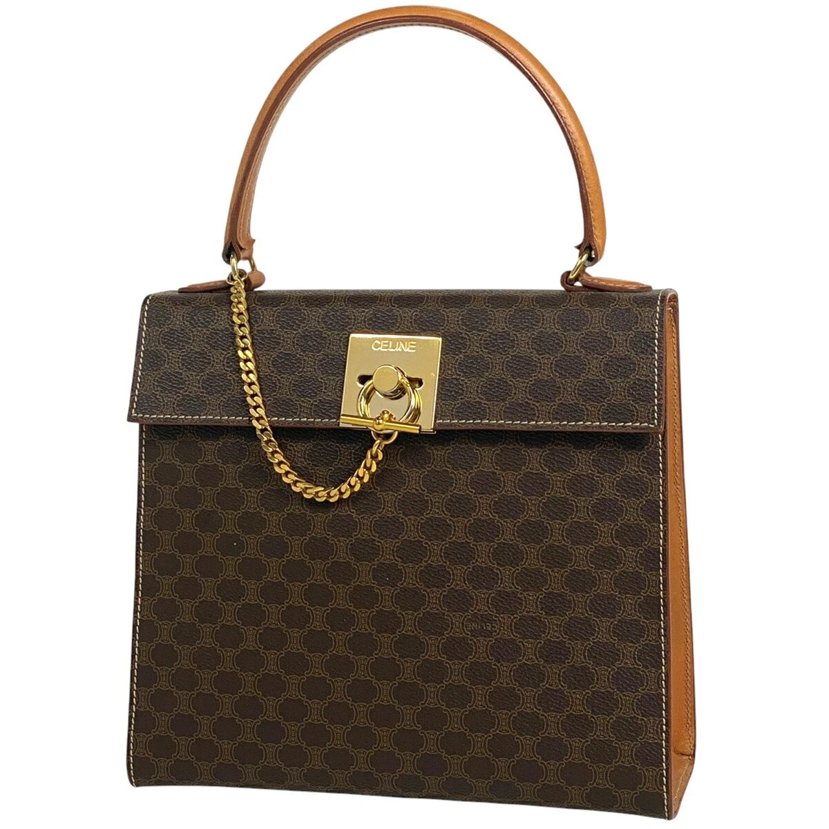 Borsa a mano Final Celine modello Macadam rivestita in tela marrone donna usata Msp39