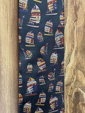 Vtg Brooks Brothers Makers Silk Tie Black Multi Color Sailboats Necktie 3 5/8