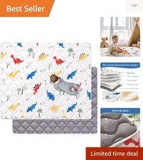 Odorless Foam Baby Play Mat 50" x 50", Soft Microfiber Fabric Crawling Mat f...