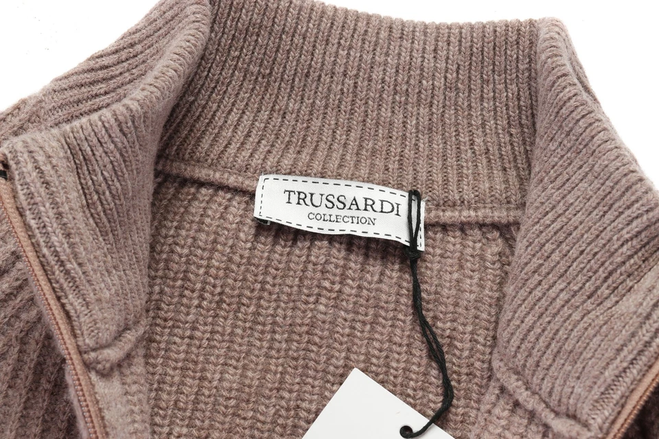 Новый с Ярлыками TRUSSARDI коллекции свитер 4 слоя рыбака ребра шерсти роскошь Италии M - Изображение 3 из 3