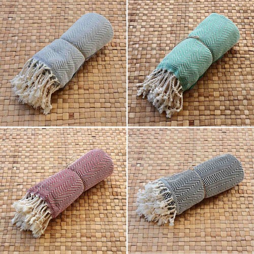 Sciarpa Peshtemal Telo mare Telo Hammam Telo bagno Fouta 195x95cm modello 01 - Picture 3 of 38