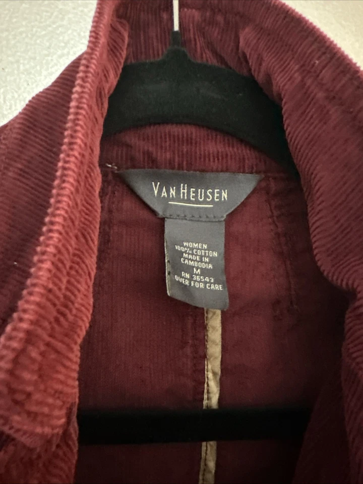 Chaqueta Blazer Vintage Van Heusen Mujer Pana Borgoña Frontera Media Foto 3 de 4