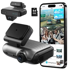 4G LTE Dash Cam with 64GB Card, Dual 2K Dash Cam Front Inside, Car Camera wit...