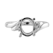 925 Sterling Silver 6x4MM Oval Shape Semi Mount Three Stone Women Ring