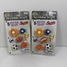New Vintage Sports Erasers Football Baseball Basketball Soccer Scribble Stuff