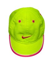 NIKE Infant Neon Yellow Pink Hat Cap Strap Back Swoosh Just Do it Baseball