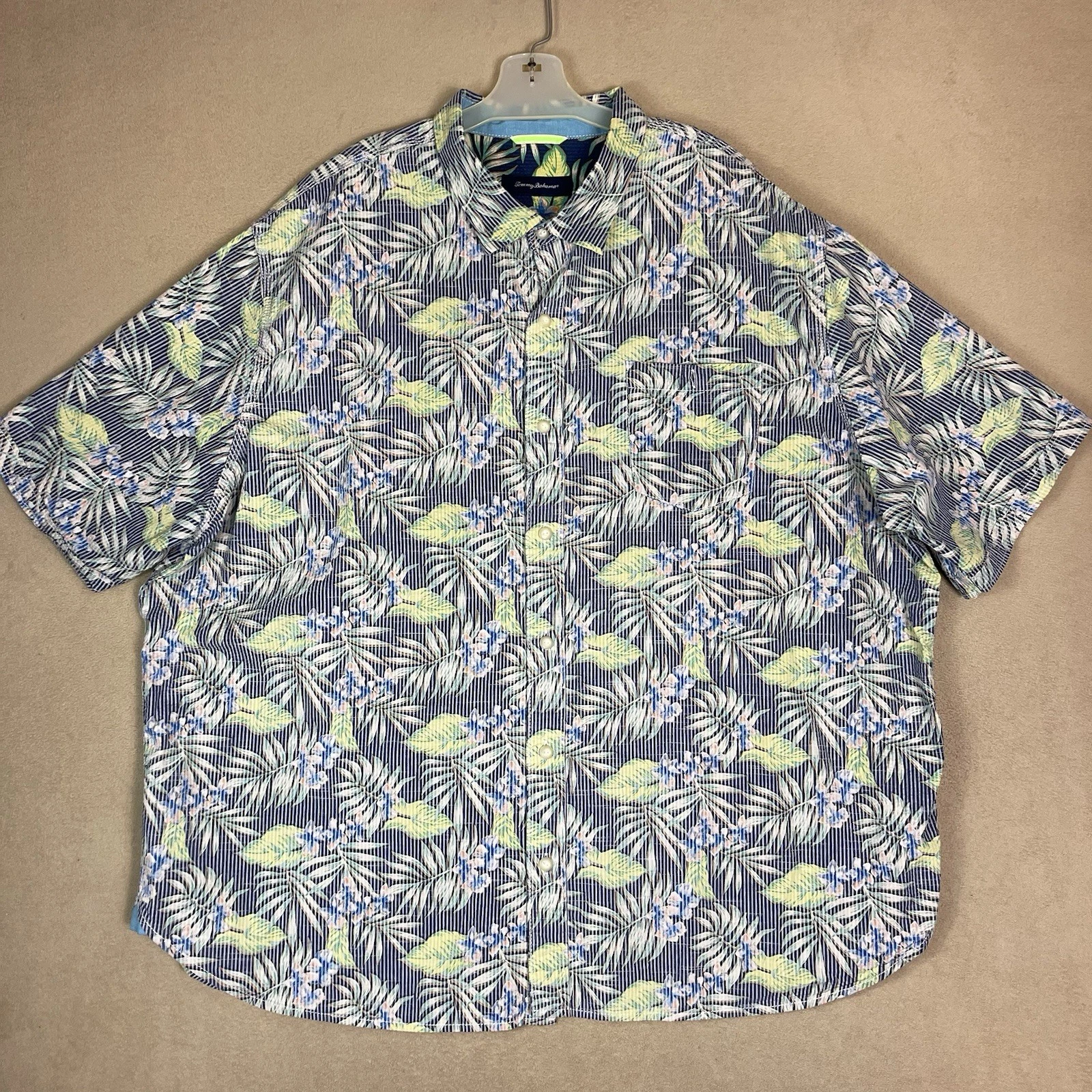 Tommy Bahama Shirt Mens 3XB Multicolor Rivers Print Hawaiian Floral Button Up