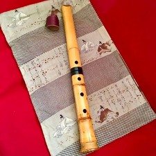 Signed Japanese Shakuhachi Bamboo Flute Traditional Instrument 5 Hole Used