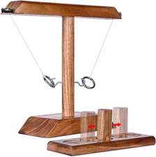Hook and Ring Game with Shot Ladder, Ring Toss Game for Adults, Wooden Ring Hook