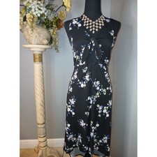Candies Sheath Dress Womens XL Black Floral Cut Out Knot V-Neck Sleeveless