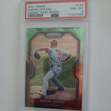 Shohei Ohtani 2021 prizm Cosmic Haze #183, PSA 8