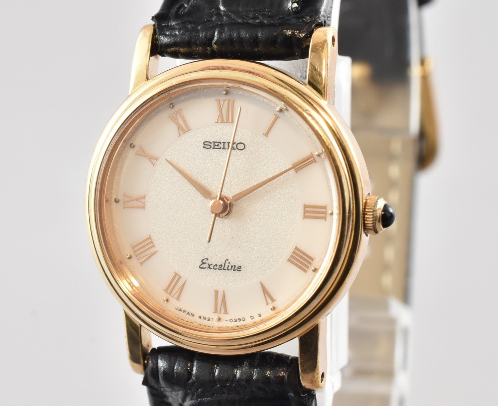 Vtg 1990 [N MINT] SEIKO Exceline 4N21-0180 Gold Roman Quartz Ladies Watch JAPAN