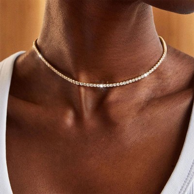 Tennis-Halskette 4,2 kt Rundschliff Laborgefertigt Diamant Testpass VVS1/D 18 K Gold