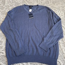 Jos A Bank tailored fit long sleeve V Neck Sweater Blue NWT Size X Large