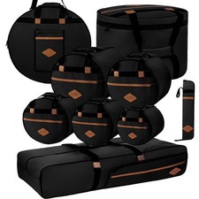 Beatello Vintage Drum Bags Set 9pcs Cymbal Bass Snare Tom Hardware Bags Black