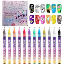 12 Color Nail Art Pens Set, Nail Art Markers Polish Pens Nail Point Graffiti ...