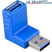 USB 3.0 Down Facing 90-Degree Right Angle Adapter Male Female Coupler Extension