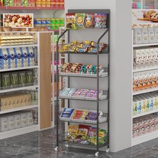 5 Tier Retail Display Rack,Metal Snack Rack w/ Detachable wheel,Retail Organizer