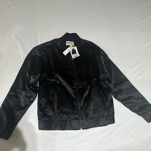 edited by REMI BADER Black Bomber Jacket Zip Front Pockets Women's M