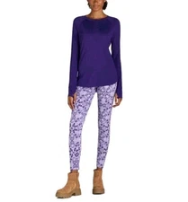 ClimateRight by Cuddl Duds 2pc Women's S Knit Base Layer Top Legging Set Purple