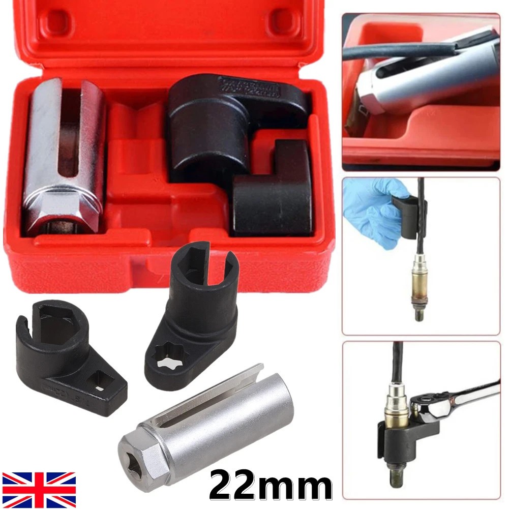 3Pcs O2 Oxygen Lambda Sensor Socket 6 Point Wrench Tool Remover Installer Set