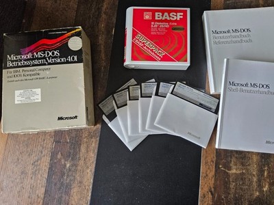 Microsoft MS-DOS 4.01 6x 5,25'' Diskette, Handbuch, Shell-Handbuch, OVP