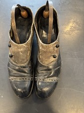 Antique 1920s Black and Tan 2 Tone Men  s Button Up Formal Shoes-Walk Over Shoes