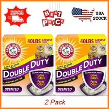 2 Pack ARM & HAMMER Double Duty Clumping Cat Litter Odor Control Scented 40lb