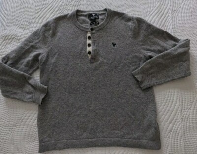 Vintage John Partridge Lambswool Sweater 1/4 Button Gray Men's Size Medium Read