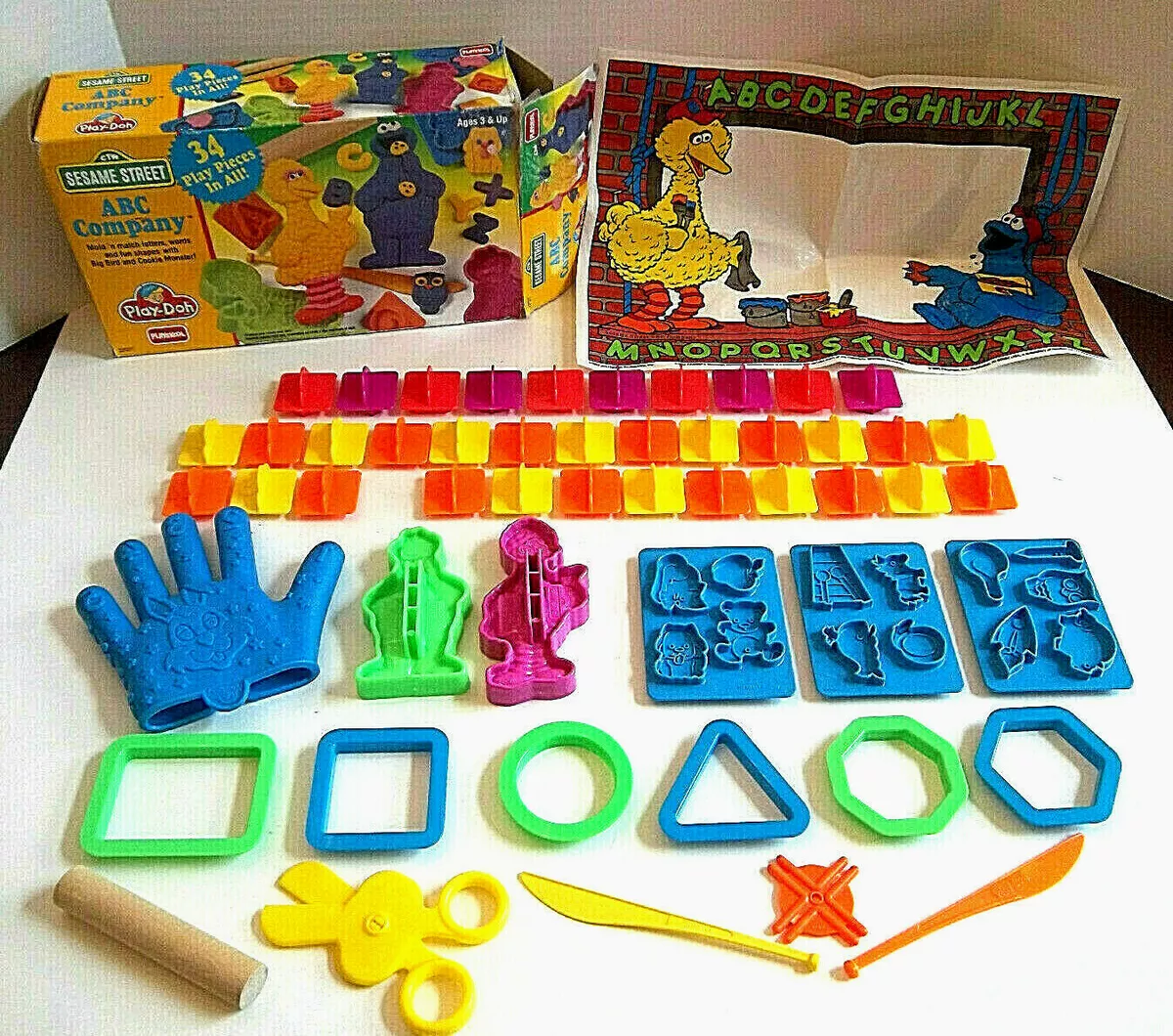 Sesame Street ABC Company Play-Doh Accessories Molds Lot 53 Pieces *Pls Read