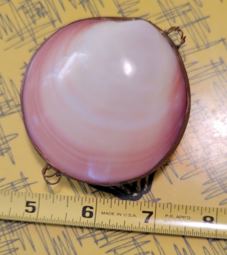 Vintage Pink Tones Seashell Clam Shell Compact Coin Purse Trinket Box