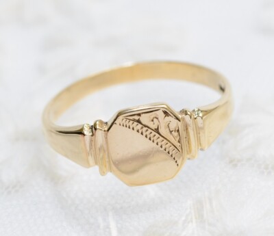 Vintage 9 Karat Gelbgold Unisex Siegelring gepunzt B'ham Größe Q - 80er Jahre