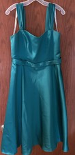 Davids Bridal Bridesmaid Gown Straps F14556 Tea Dress Wedding Size 12 Teal Oasis