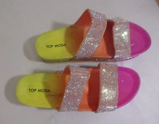 Top Moda Sparkly Rhinestone Platform Sandals Size 9