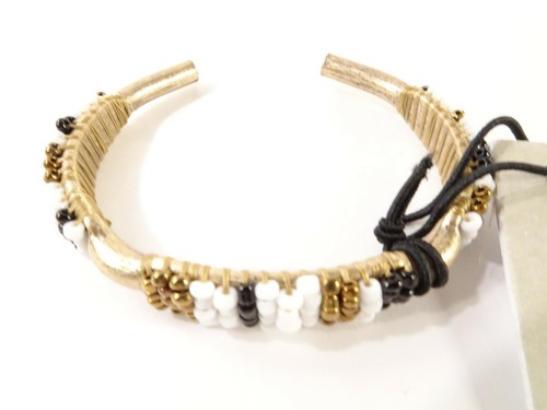 Nordstrom Treasure & Bond Women's Beaded Cuff Bracelet NWT 45 Black White - Picture 2 of 6