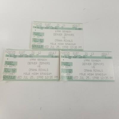 1990 Denver Zephyrs vs Omaha Royals Mile High Stadium July 25 ticket stub 90s