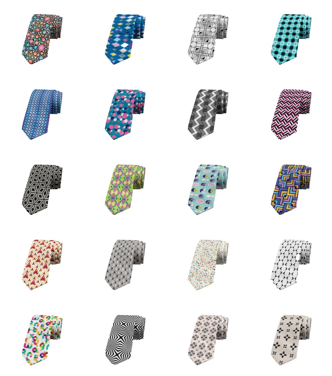 Lazos de Corbata Geométrico Multicolor para hombres